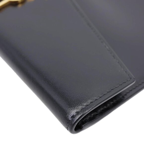 Yves Saint Laurent  Uptown Envelope Smooth Shiny Calfskin Leather Pouch Black - Picture 5 of 13